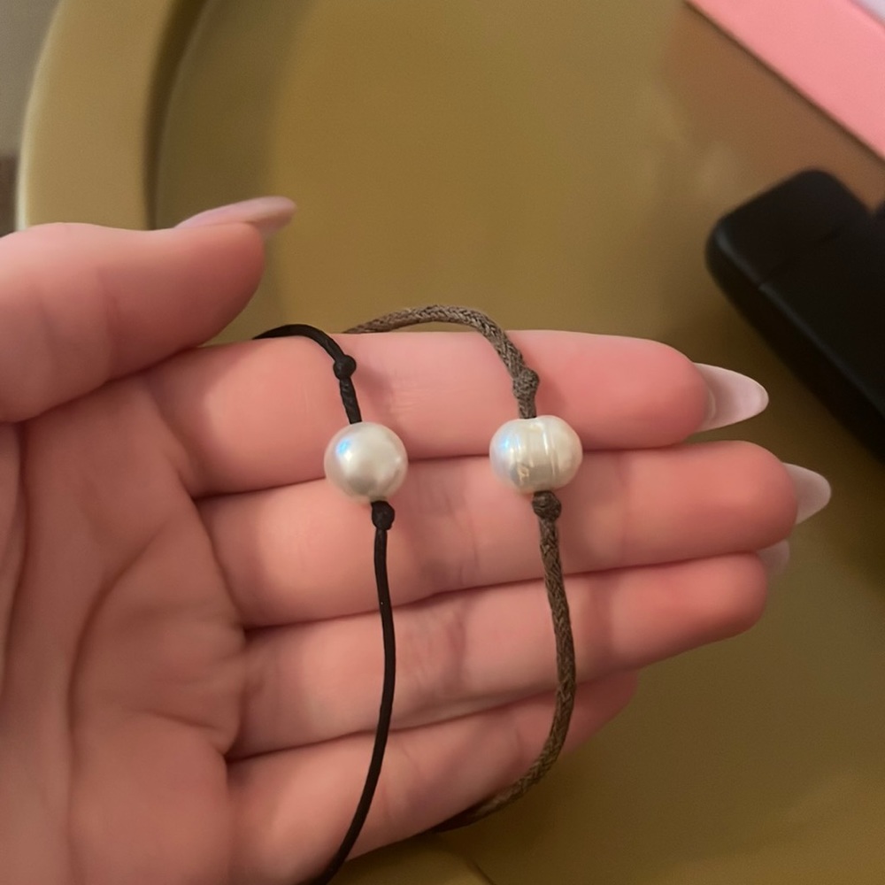 Brown and Black pearl chokers